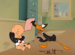 Looney Tunes Original Cel: Porky, Daffy, Sylvester signed Darrell Van Citters