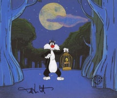 Looney Tunes Prod d'origine Cel : Sylvester, Tweety signé Darrell Van Citters