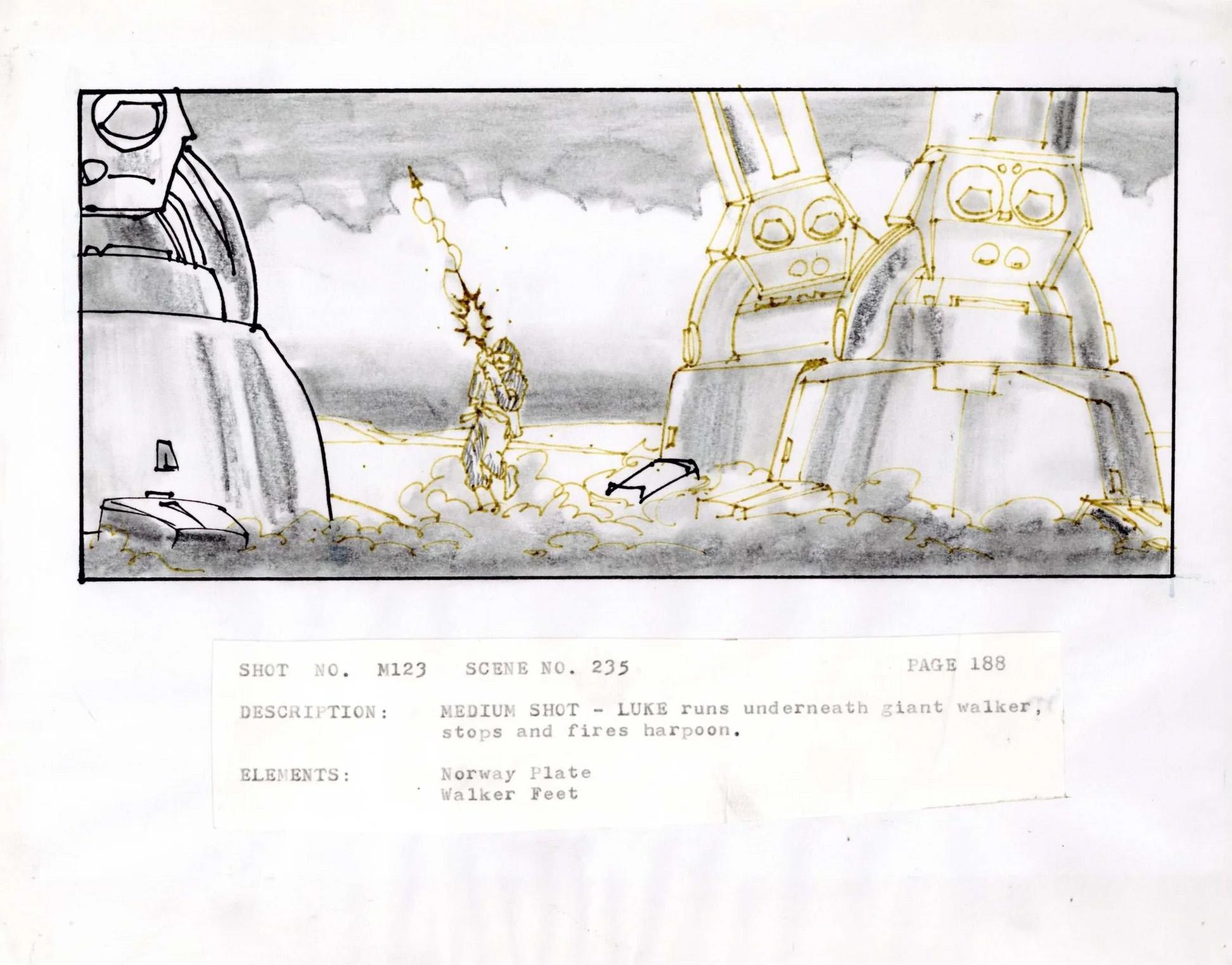 Star Wars: Episode V - Empire Strikes Back: Luke / AT-AT Original Storyboard - Art by David Russell