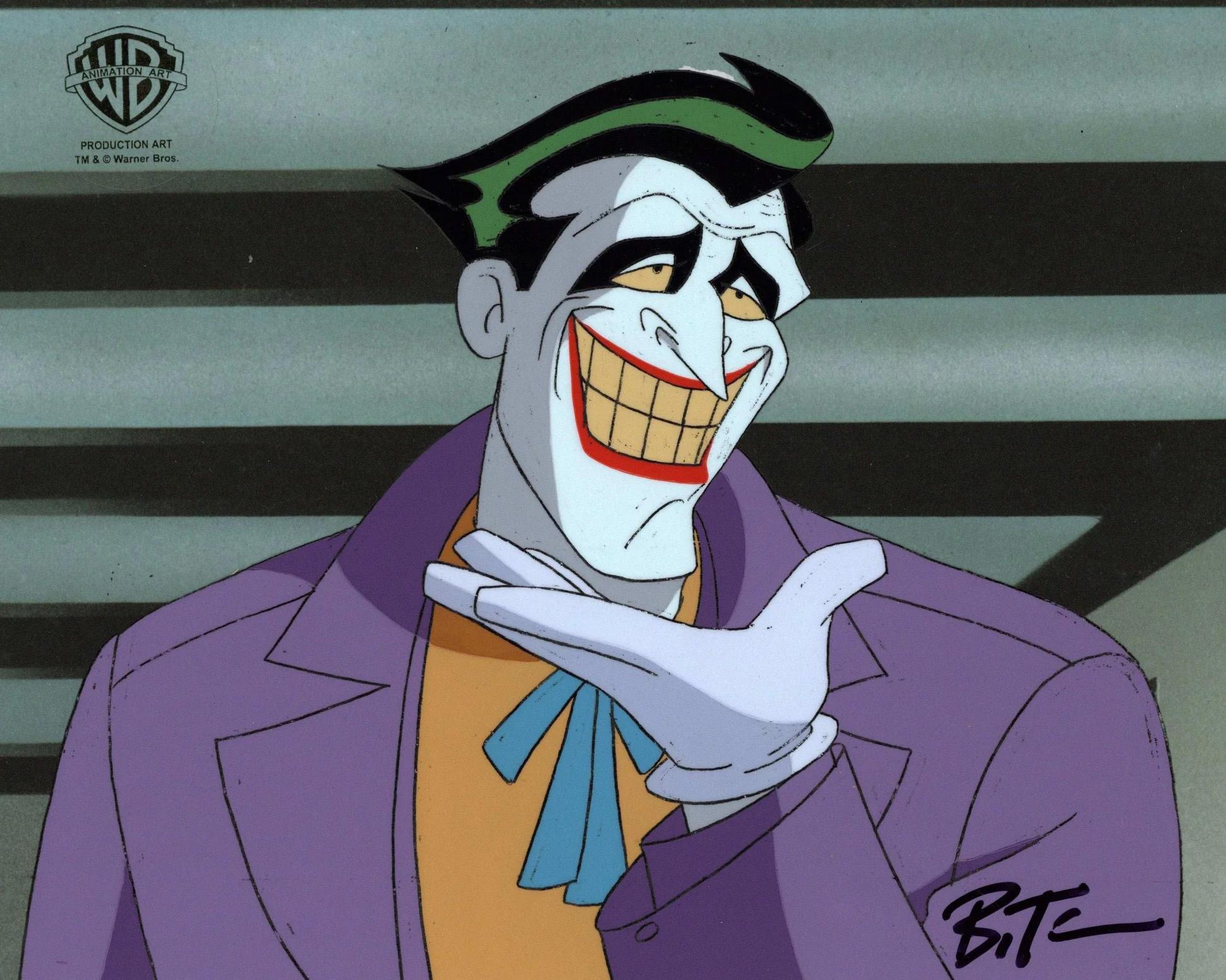 Batman Yhe Animated Series Original Production Cel signed Bruce Timm: The Joker - Art by DC Comics Studio Artists