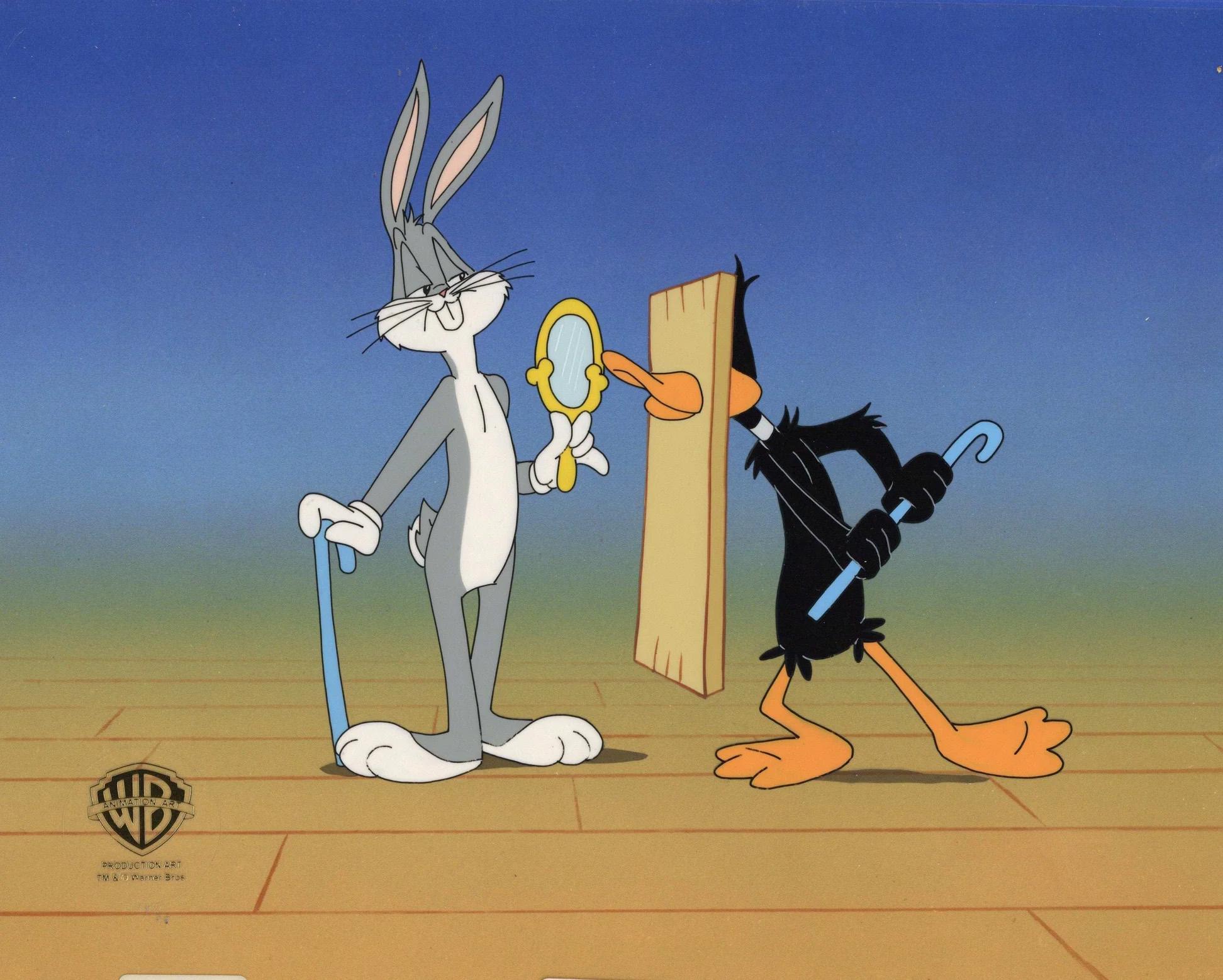 Looney Tunes Original Production Cel: Bugs Bunny and Daffy Duck - Art by Friz Freleng