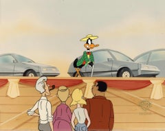 Quackbusters Original Production Cel on Original Background: Daffy Duck
