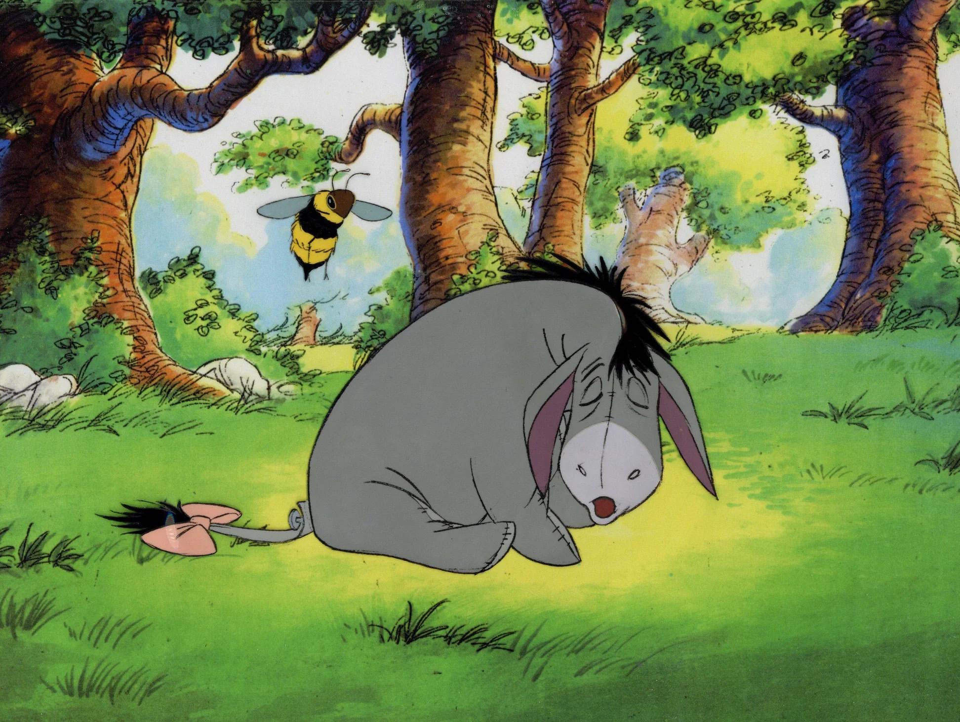 Winnie the Pooh and the Honey Tree Original Production Cel: Eeyore and Bee - Art by Walt Disney Studio Artists