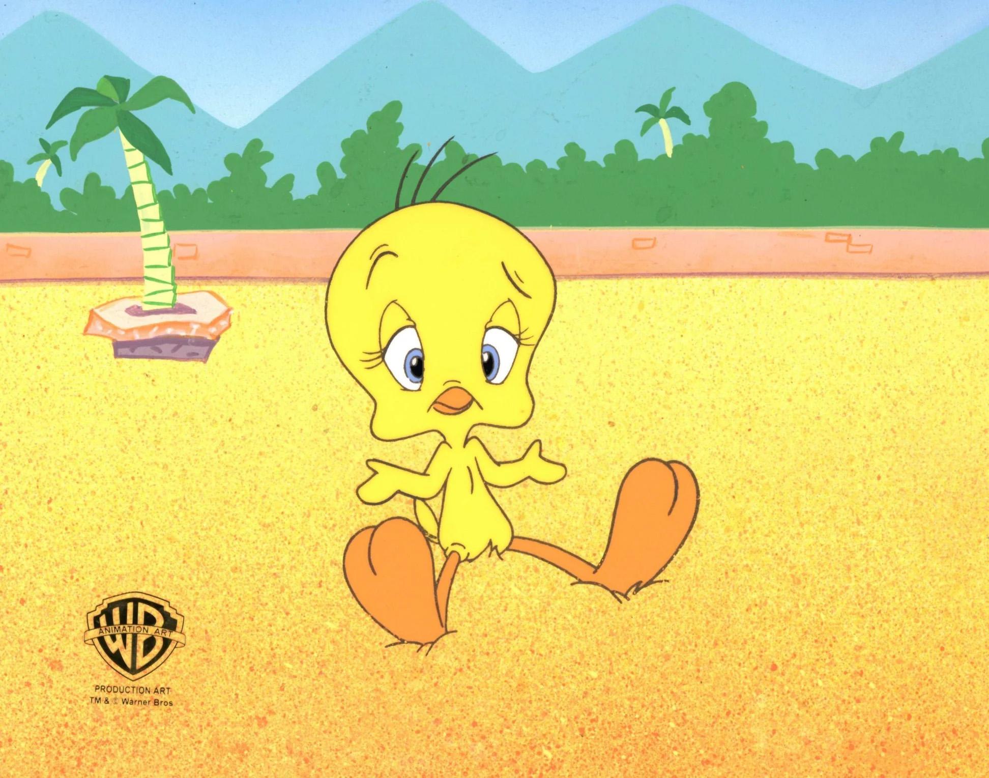 Looney Tunes Original Production Cel On Original Background: Tweety Bird - Art by Looney Tunes Studio Artists