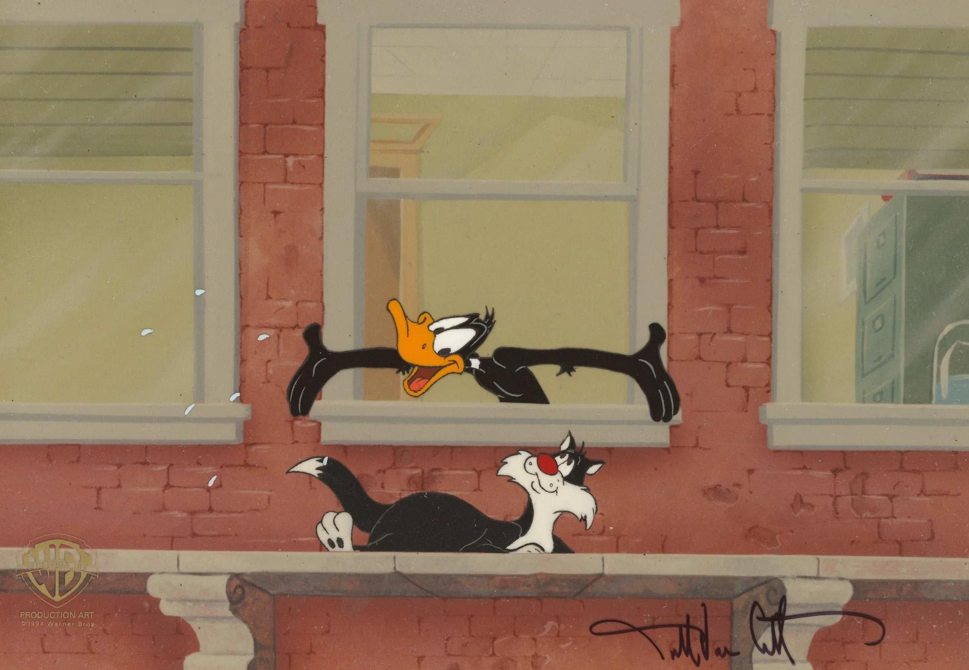 Looney Tunes Original Production Cel: Daffy and Sylvester - Art by Darrell Van Citters