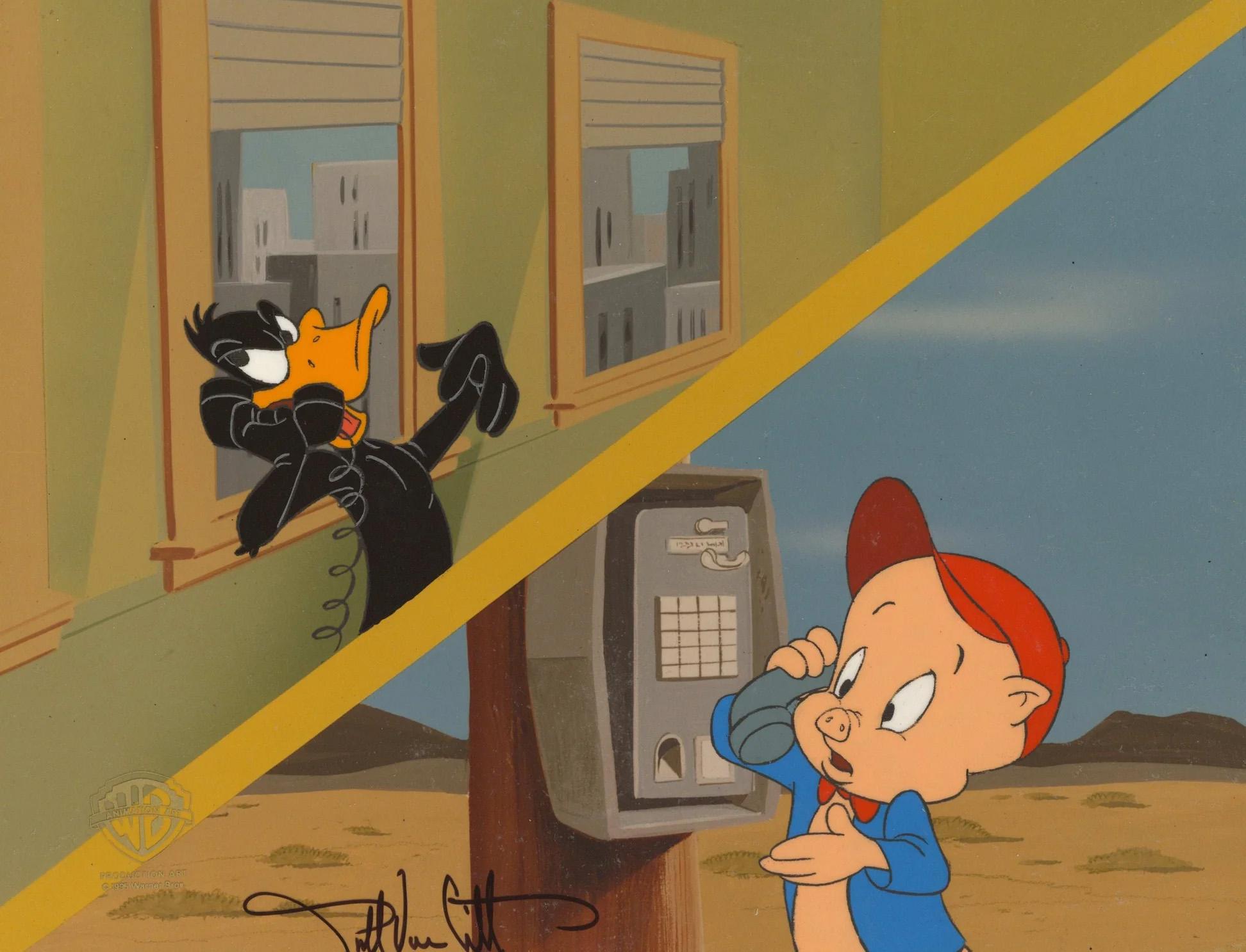 Looney Tunes Original Production Cel: Daffy and Porky - Art by Darrell Van Citters