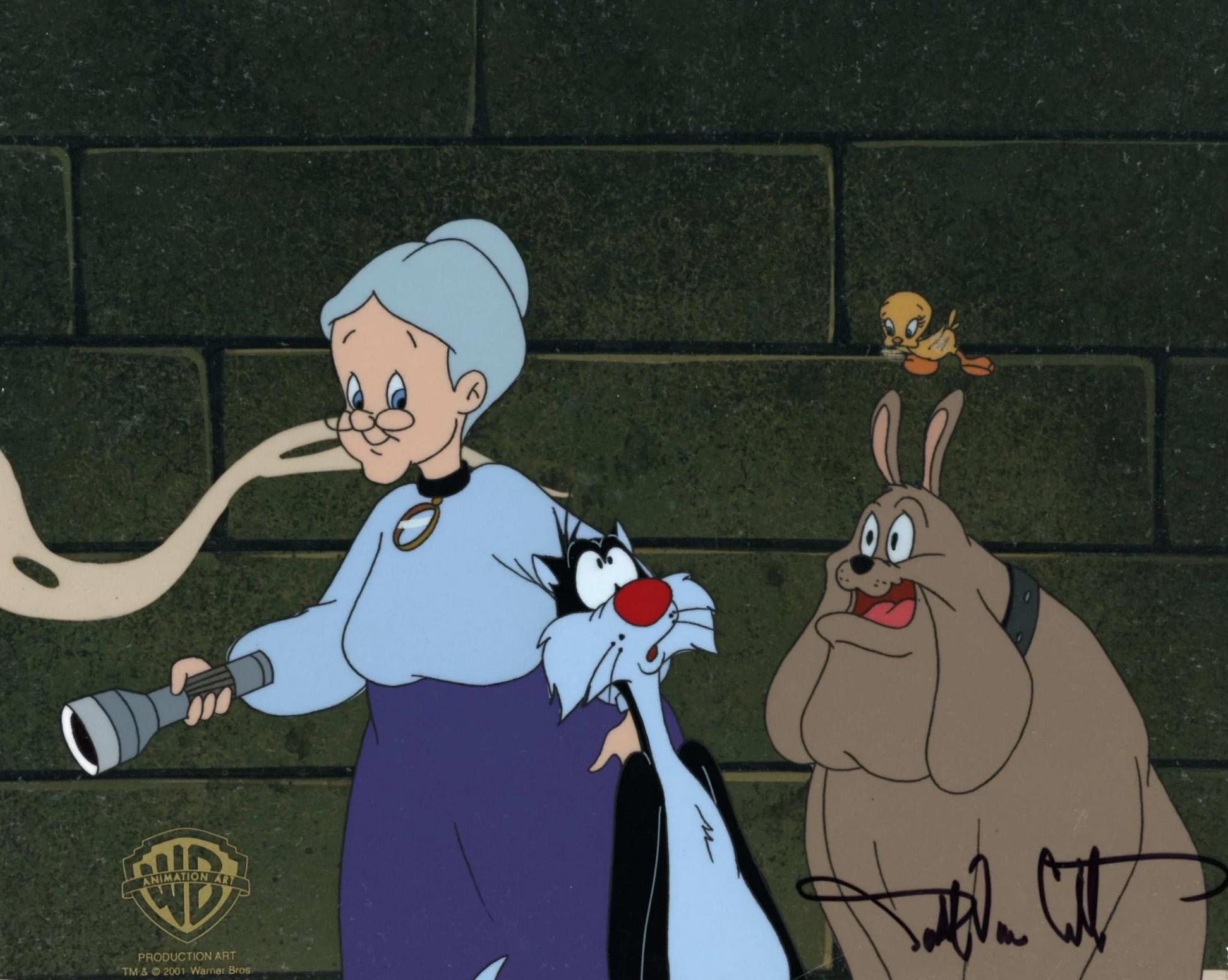 Sylvester and Tweety Mysteries Original Cel: Granny, Sylvester, Tweety, Hector - Art by Warner Bros. Studio Artists