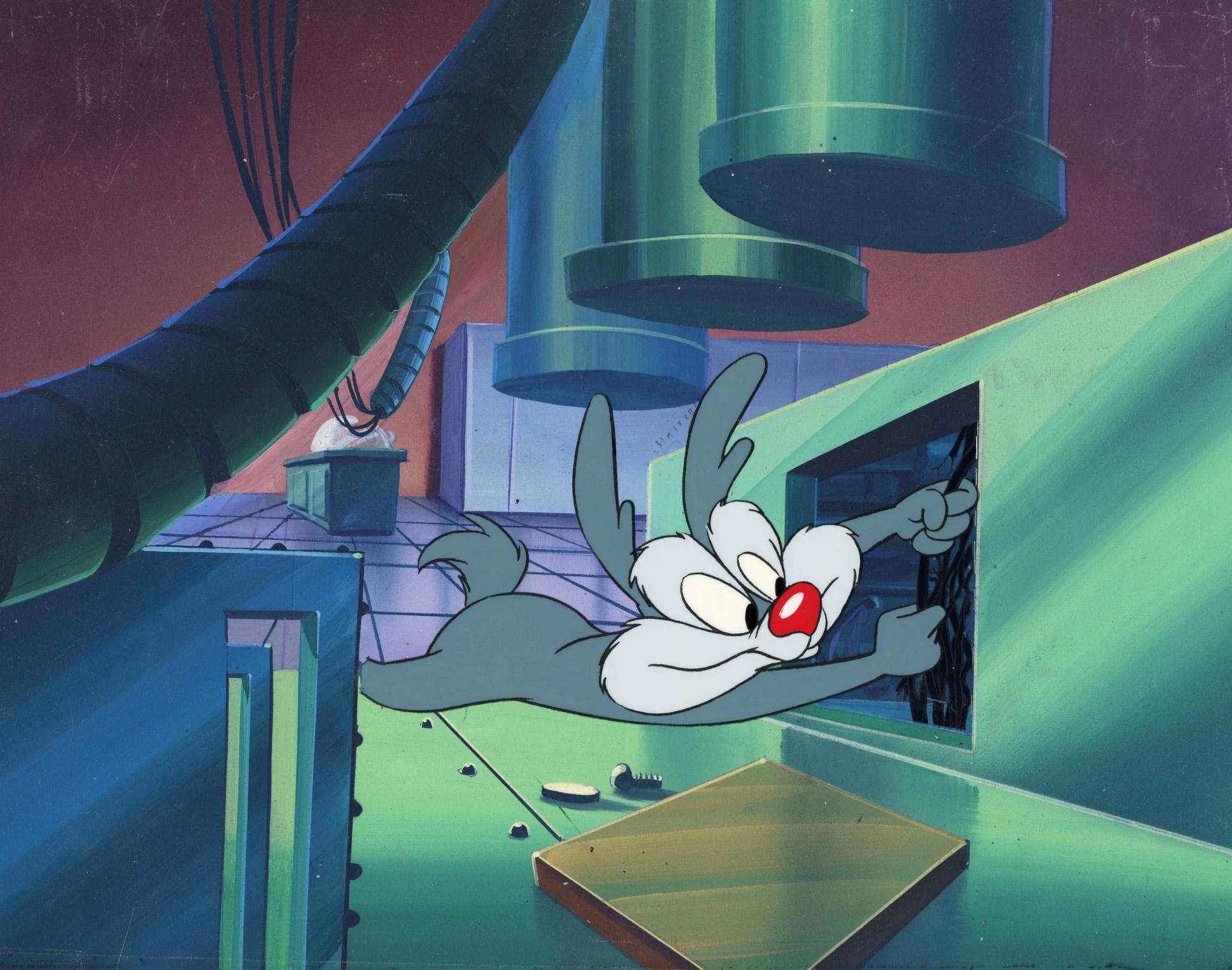 Tiny Toons Original Cel on Hand-Painted Background: Calamity Coyote - Art by Warner Bros. Studio Artists
