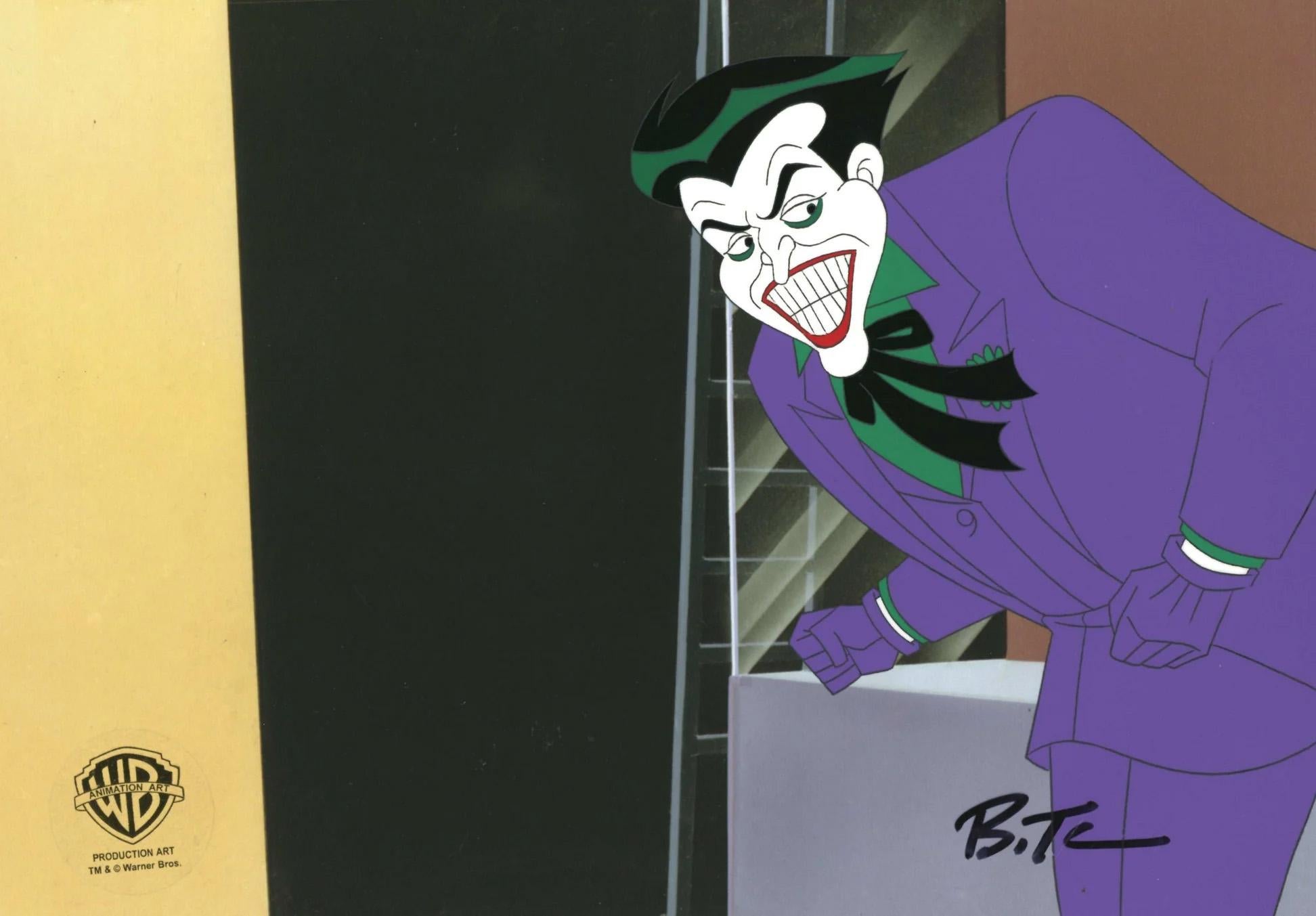 The New Batman Adventures Original Cel and Background signed Bruce Timm: Joker - Art by DC Comics Studio Artists