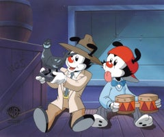 Animaniacs Original Production Cel on Original Background: Yakko and Wakko