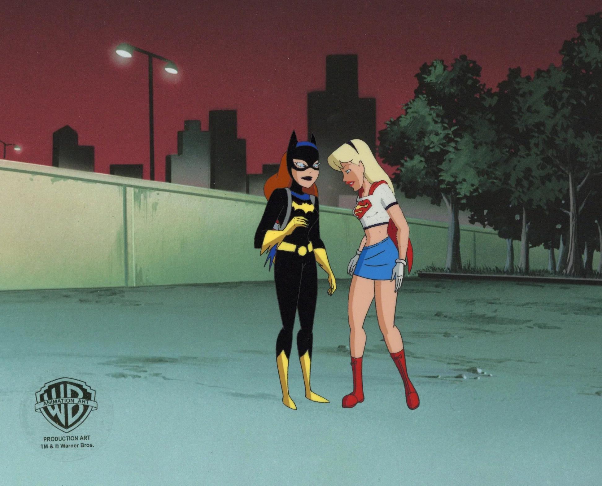 The New Batman Adventures Original Production Cel: Batgirl e Supergirl - Art di DC Comics Studio Artists
