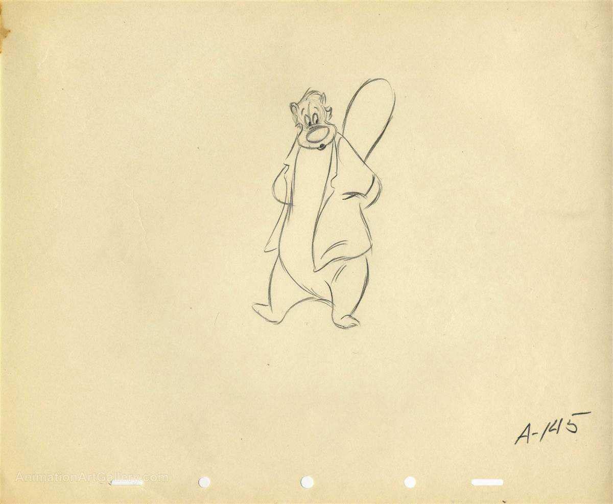 Song of the South Original Production Drawing: Br'er Bear - Art by Walt Disney Studio Artists