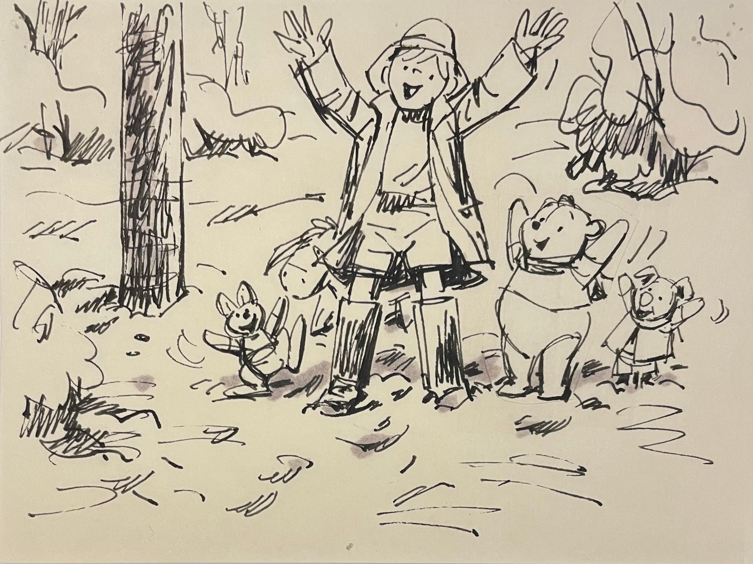 Original Storyboard von Winnie der Pooh und Tigger: Pooh, Schwein, Eeyore, Roo