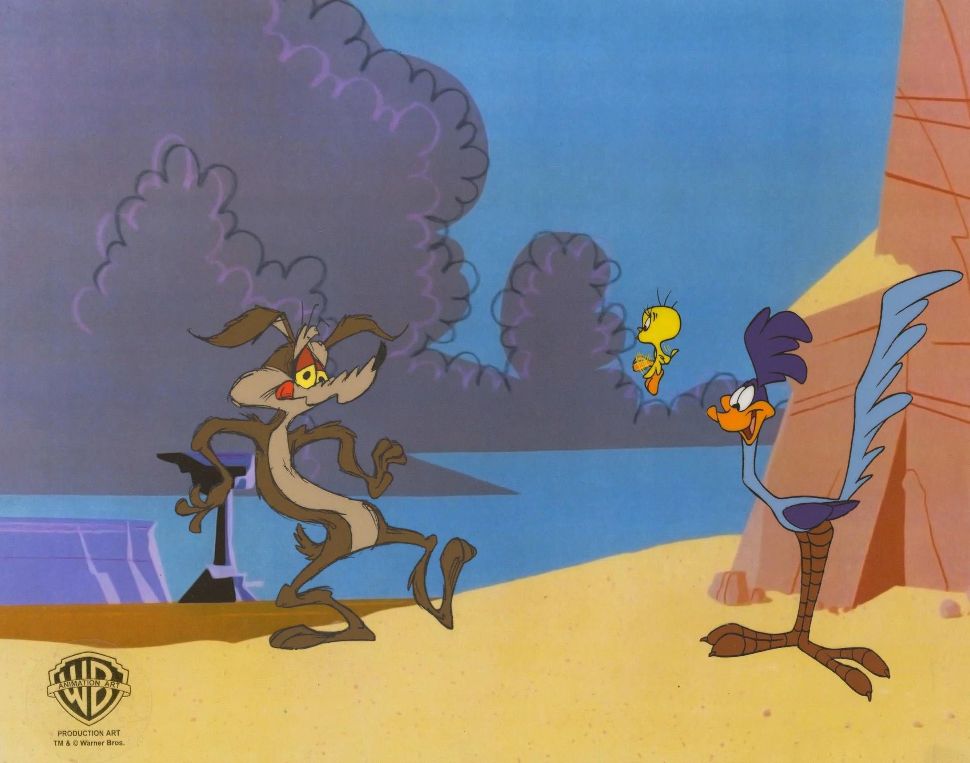 Looney Tunes Original Production Cel: Wile E. Coyote, Roadrunner, and Tweety - Art by Chuck Jones