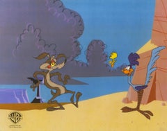 Vintage Looney Tunes Original Production Cel: Wile E. Coyote, Roadrunner, and Tweety