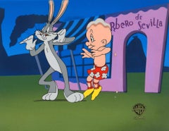 Cel. de producción original de Looney Tunes Bugs Bunny y Elmer Fudd