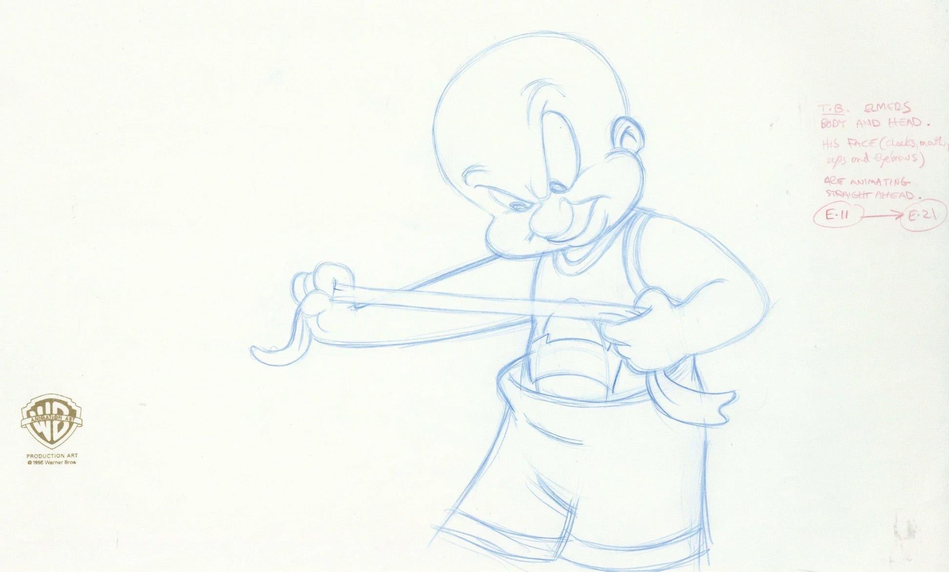 Space Jam Dibujo original de producción: Elmer Fudd - Art de Warner Bros. Studio Artists