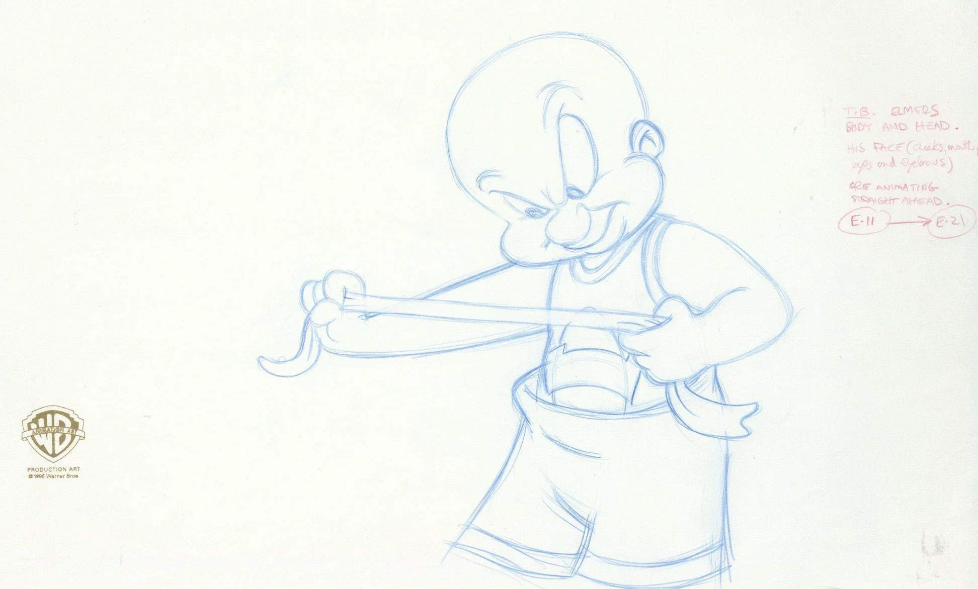 Space Jam Original-Produktionszeichnung: Elmer Fudd – Art von Warner Bros. Studio Artists