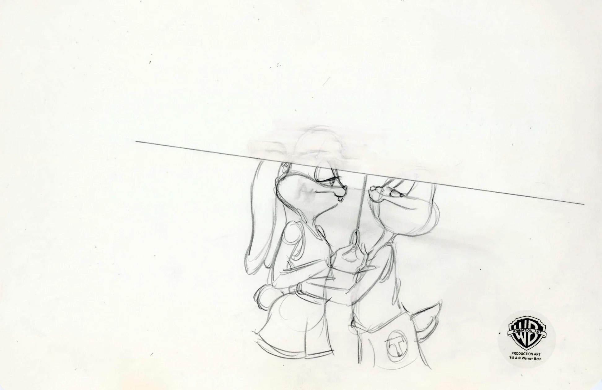 Space Jam Original Production Drawing: Lola and Bugs Bunny - Art by Warner Bros. Studio Artists