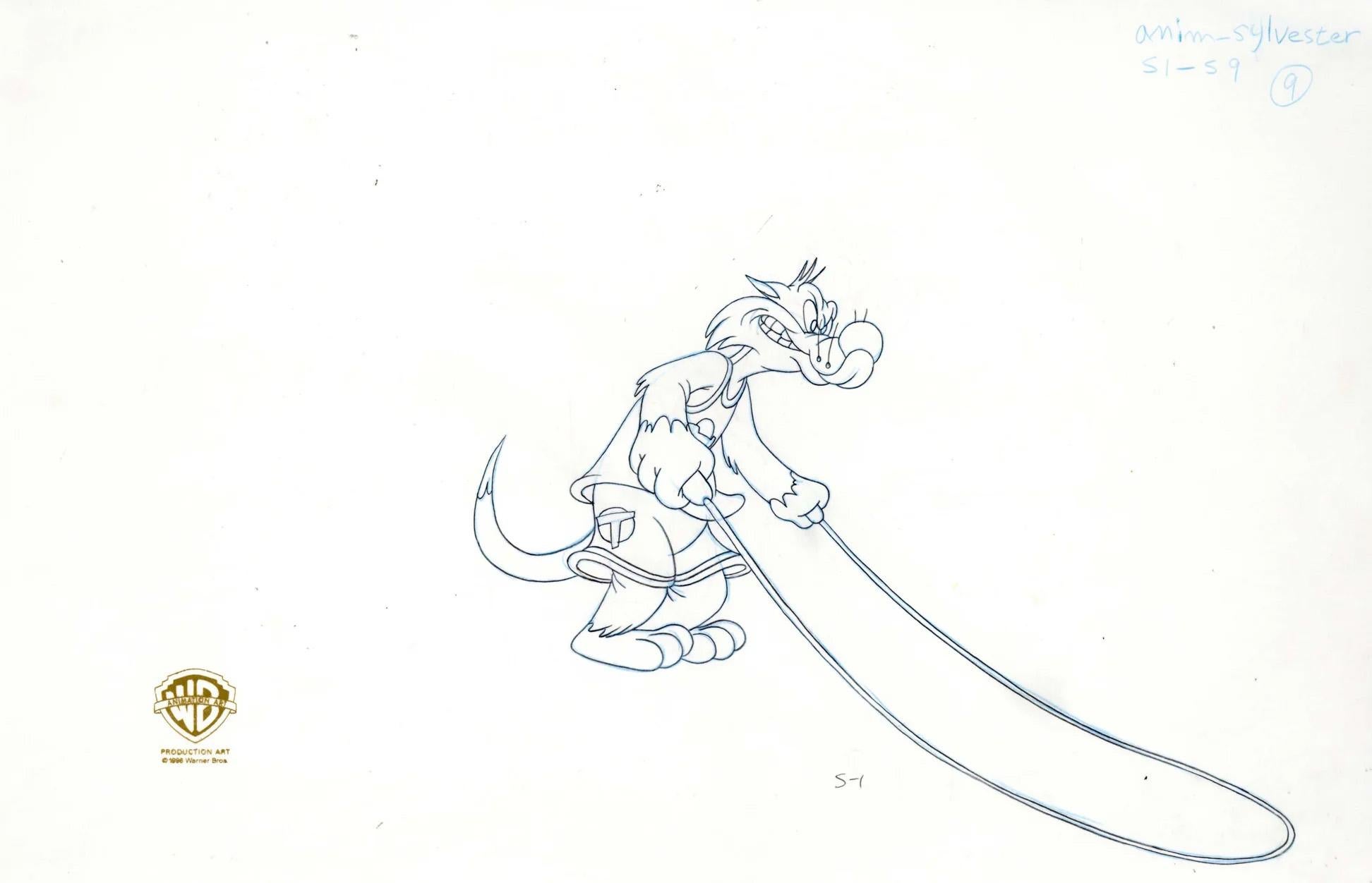 Space Jam Original Production Drawing: Sylvester - Art by Warner Bros. Studio Artists