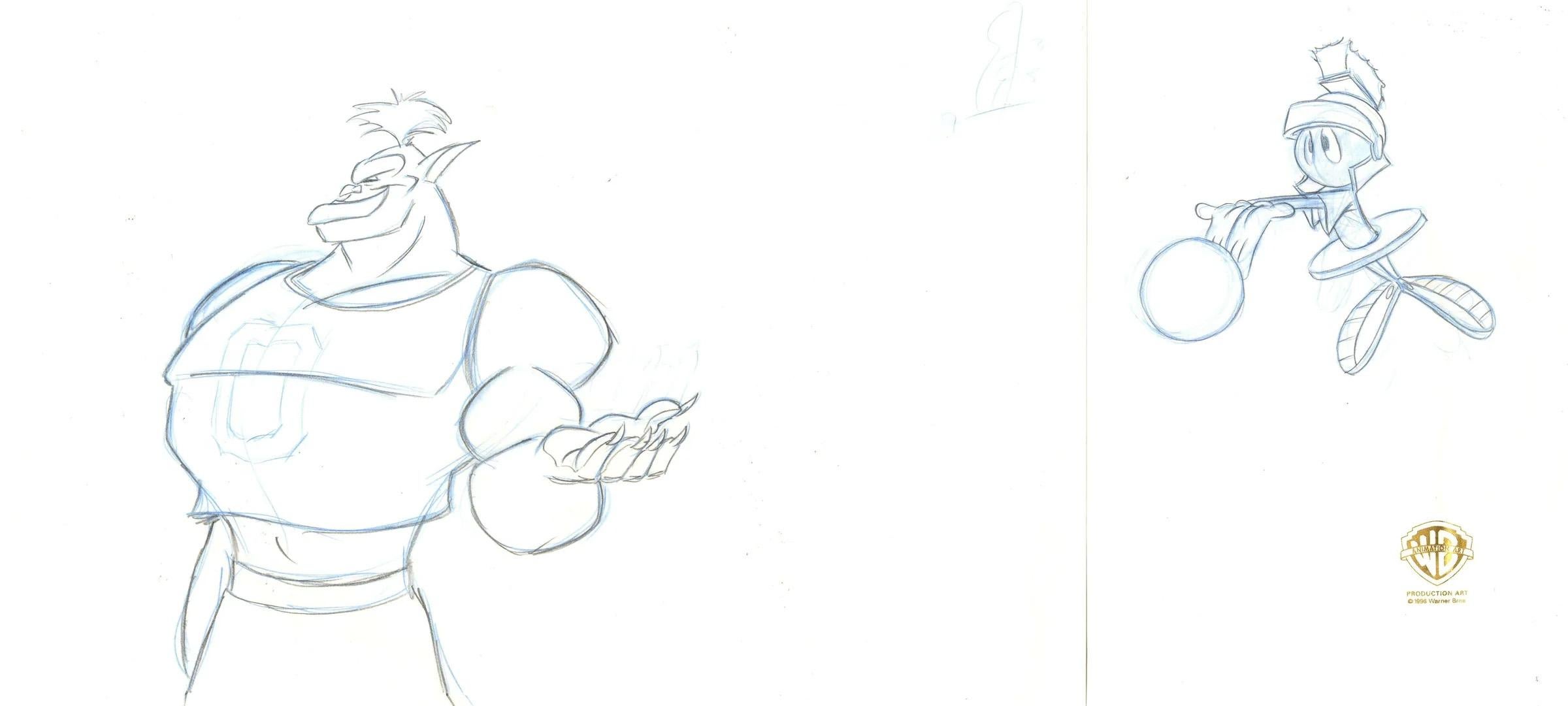 Disegno della produzione originale di A Space Jam: Bupkis e Marvin il Marziano - Art di Warner Bros. Studio Artists