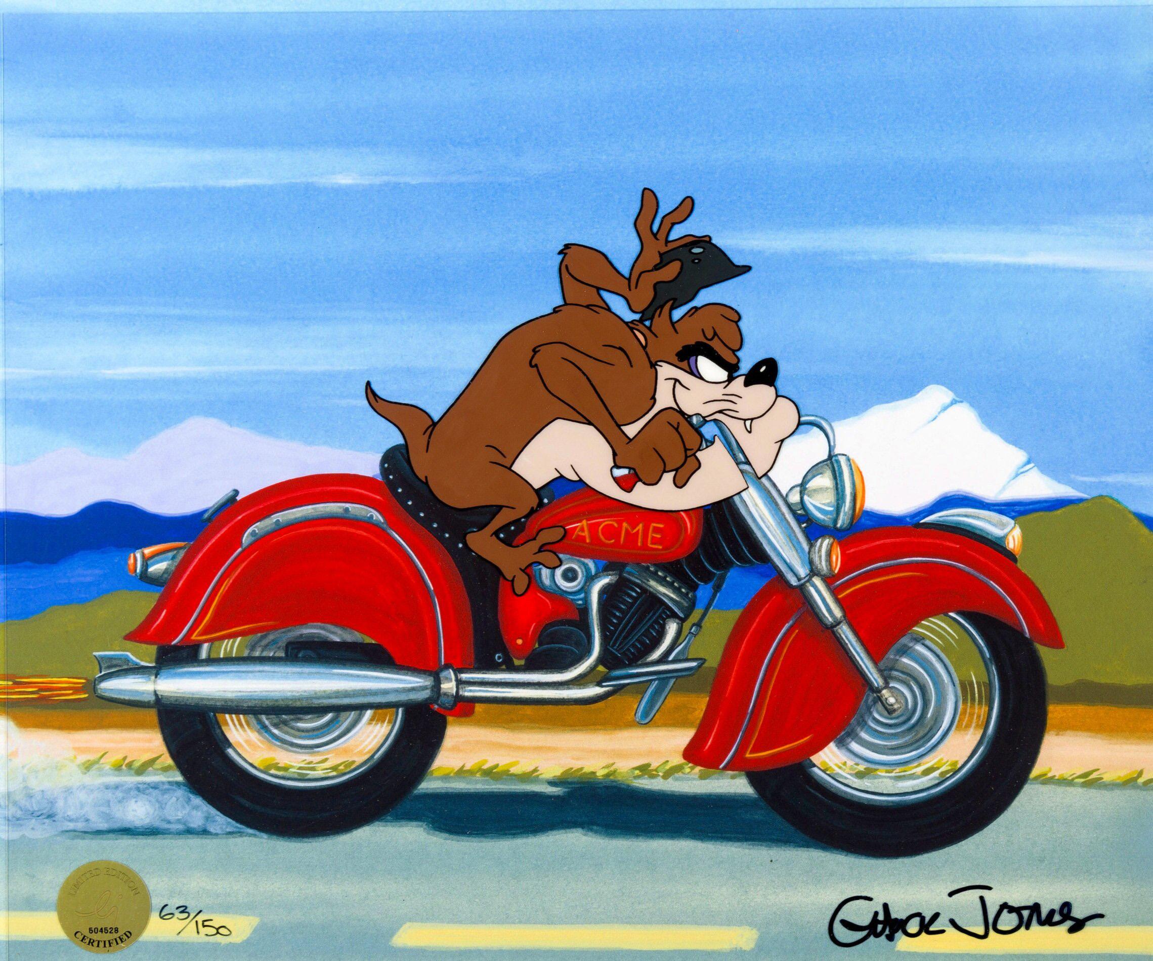 ACME Road Hog Taz Hand-Painted Limited Edition Cel estate signed by Chuck Jones - Art by Looney Tunes Studio Artists