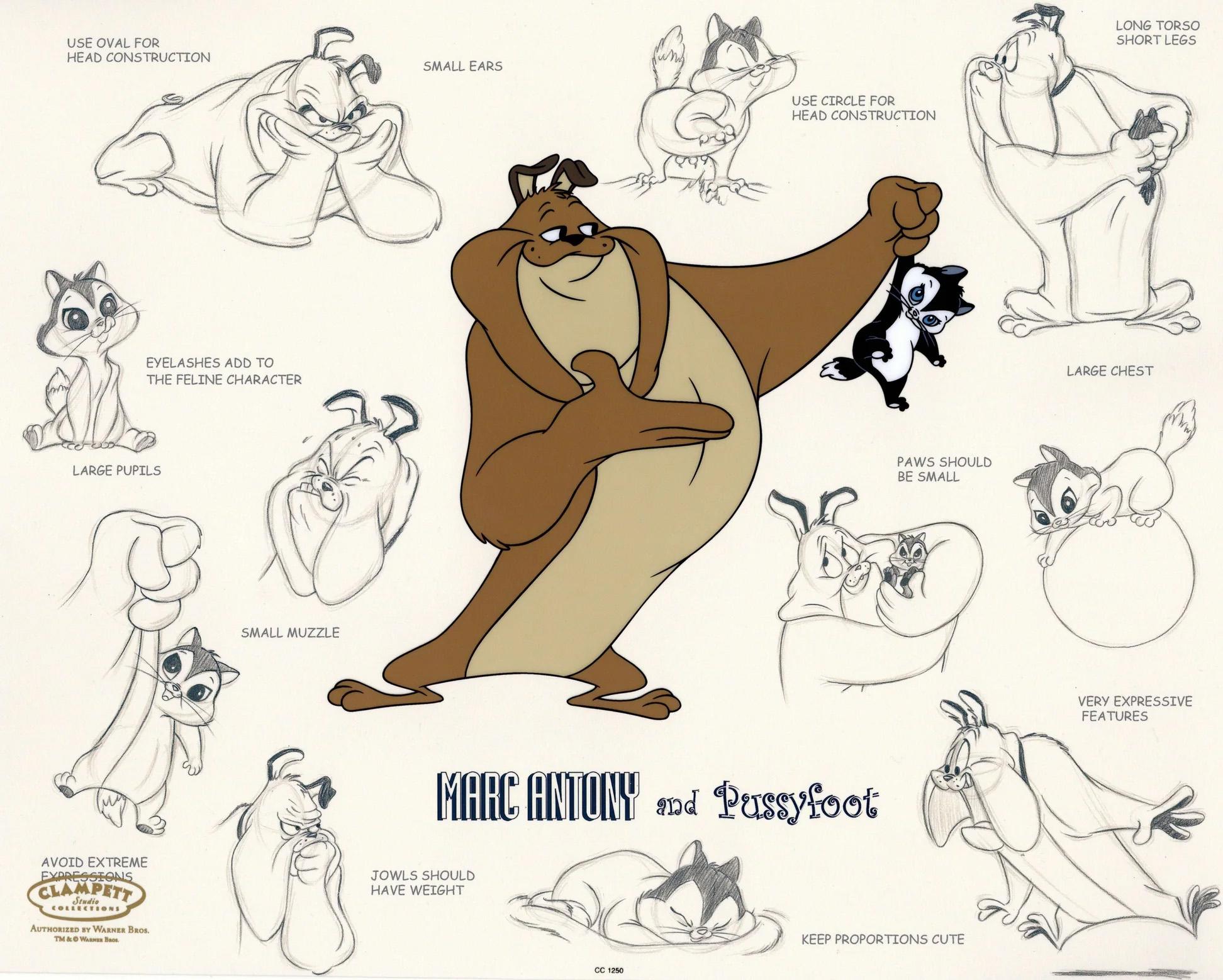Marc Antony And Pussyfoot Model Sheet - Art by Looney Tunes Studio Artists