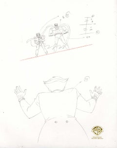 The New Batman Adventures Original Production Drawing: Batman, Robin, and Joker
