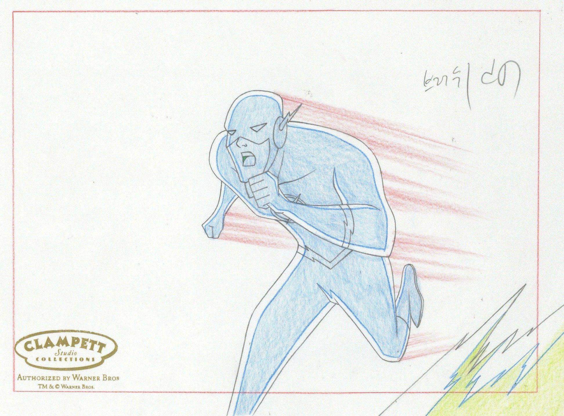 Le dessin original de la production de la Ligue de justice : The Flash - Art de DC Comics Studio Artists
