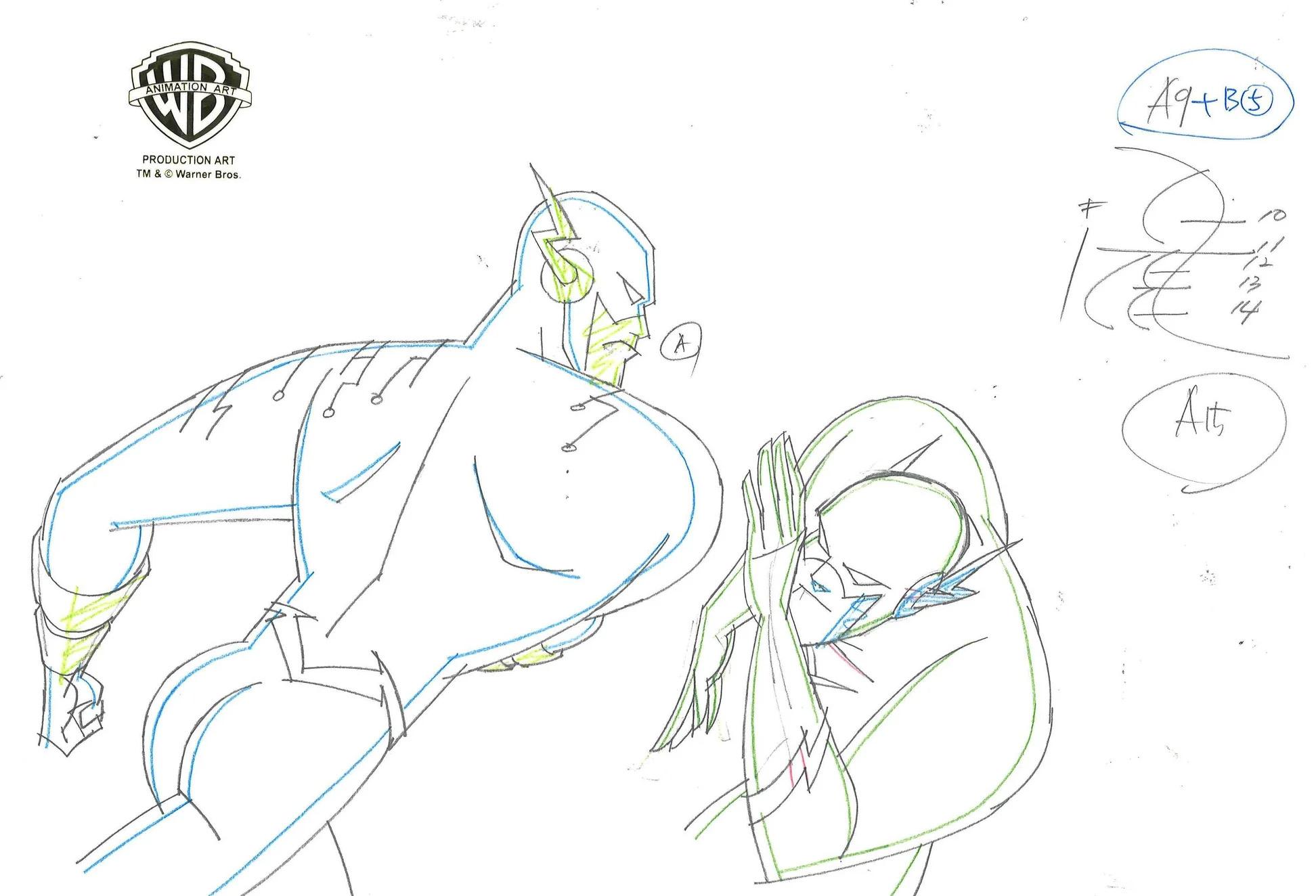 Disegno di produzione originale di Justice League Unlimited: Flash - Art di DC Comics Studio Artists