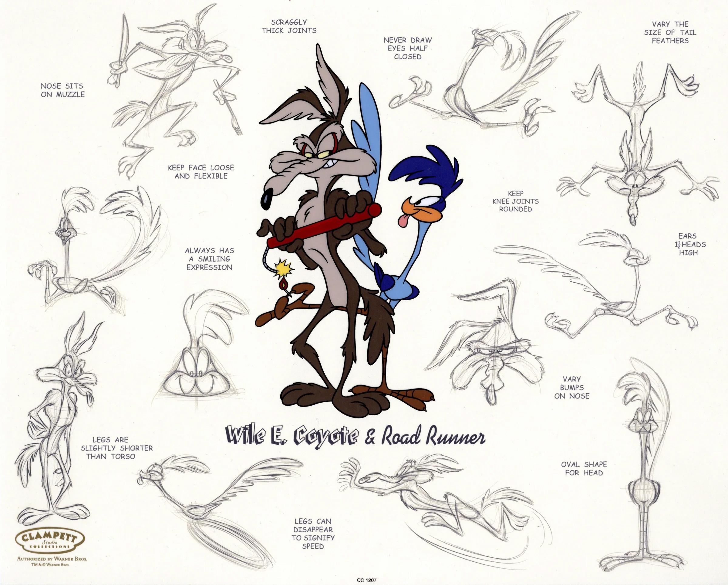 Wile E. Coyote and Road Runner Model Sheet - Art by Looney Tunes Studio Artists