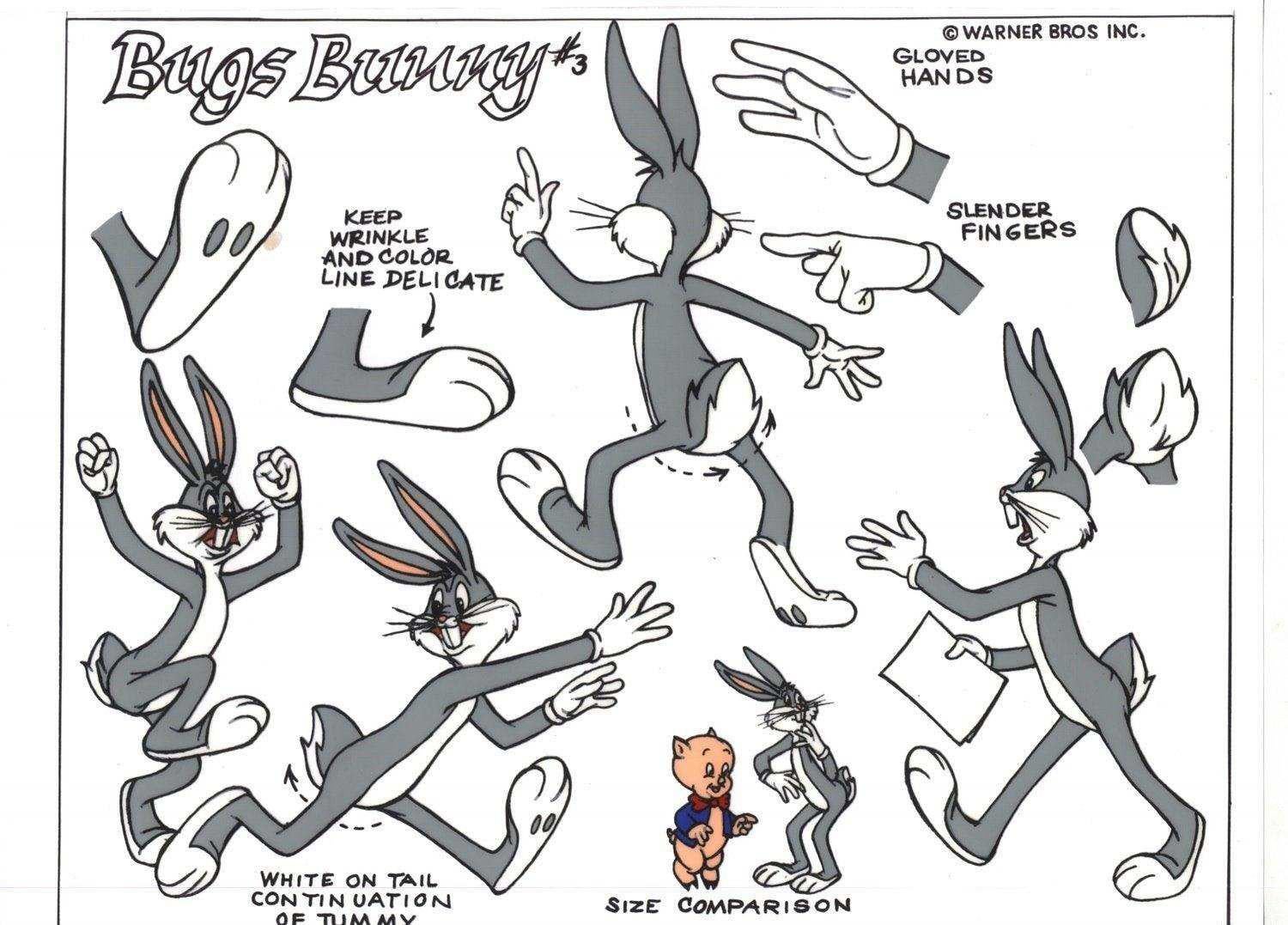Bugs Bunny Hand-Painted Model Sheet - Art by Looney Tunes Studio Artists