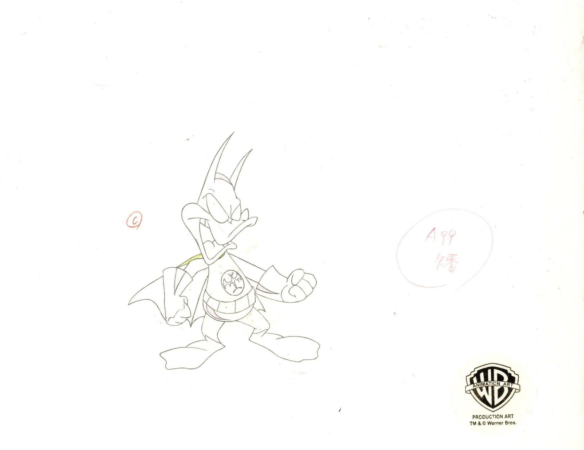 Tiny Toons Original Production Cel mit passender Zeichnung: Batduck (Pop-Art), Art, von Warner Bros. Studio Artists