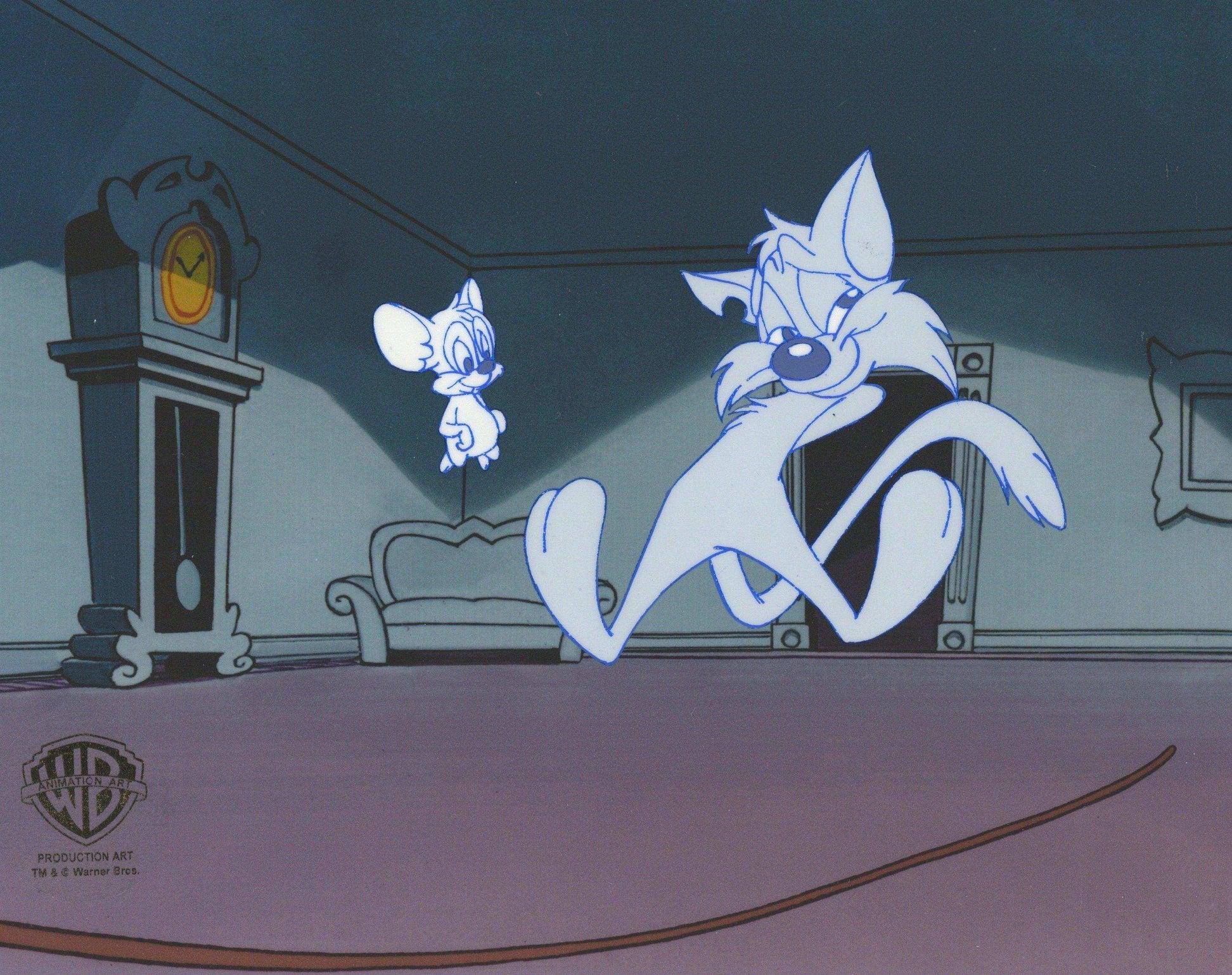 Tiny Toons Original Production Cel with Matching Drawing: Furball and Sneezer - Art by Warner Bros. Studio Artists