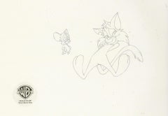 Tiny Toons Original Production Cel mit passender Zeichnung: Pelzball und Sneezer