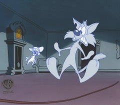 Tiny Toons Original Production Cel with Matching Drawing: Furball and Sneezer