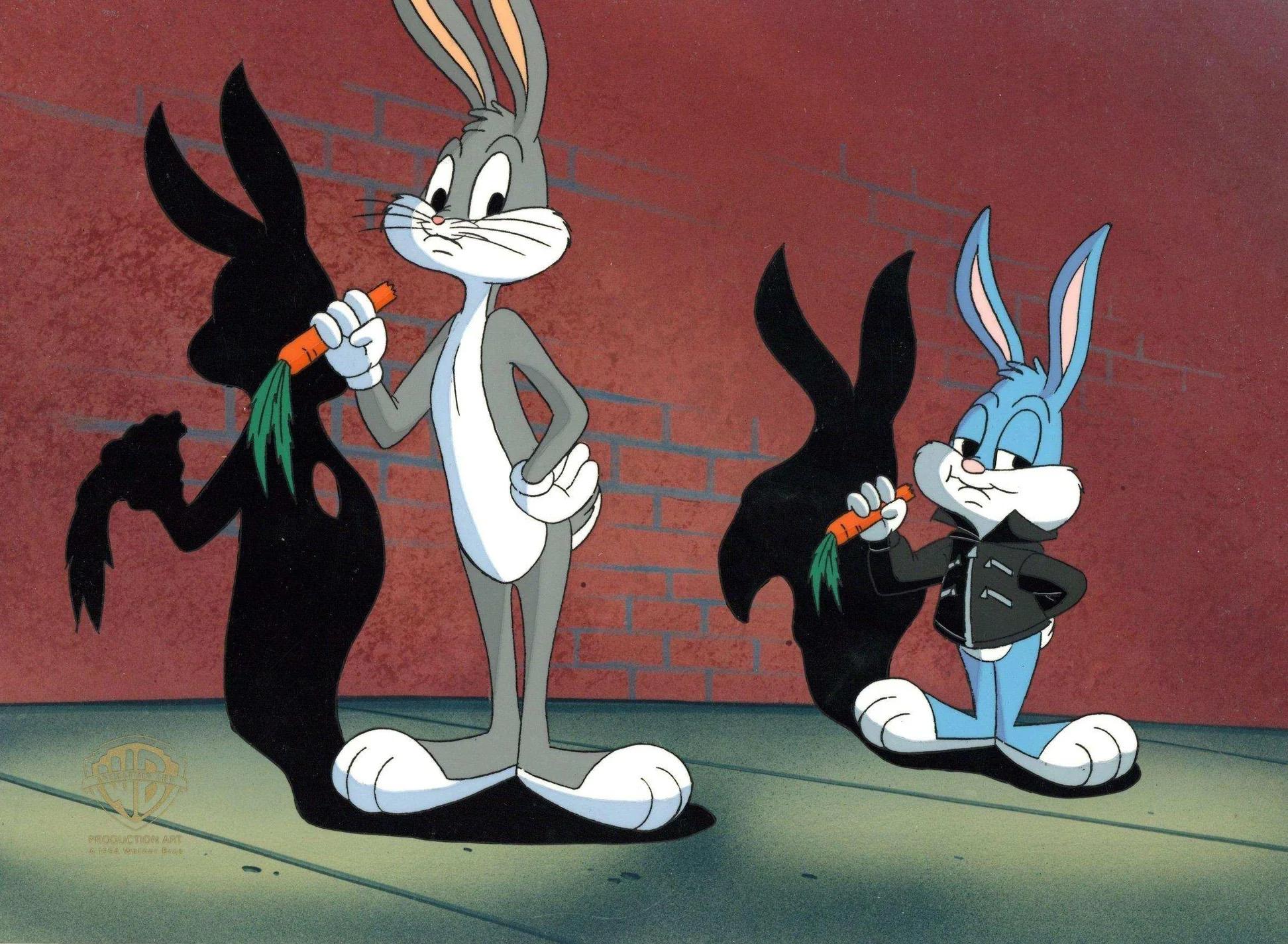 Tiny Toons Original Production Cel: Bugs Bunny and Buster Bunny - Art by Warner Bros. Studio Artists