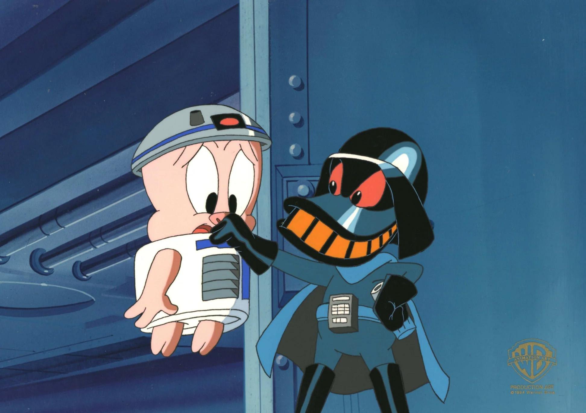 Tiny Toons Original Production Cel: Duck Vader and Hamton Pig - Art by Warner Bros. Studio Artists