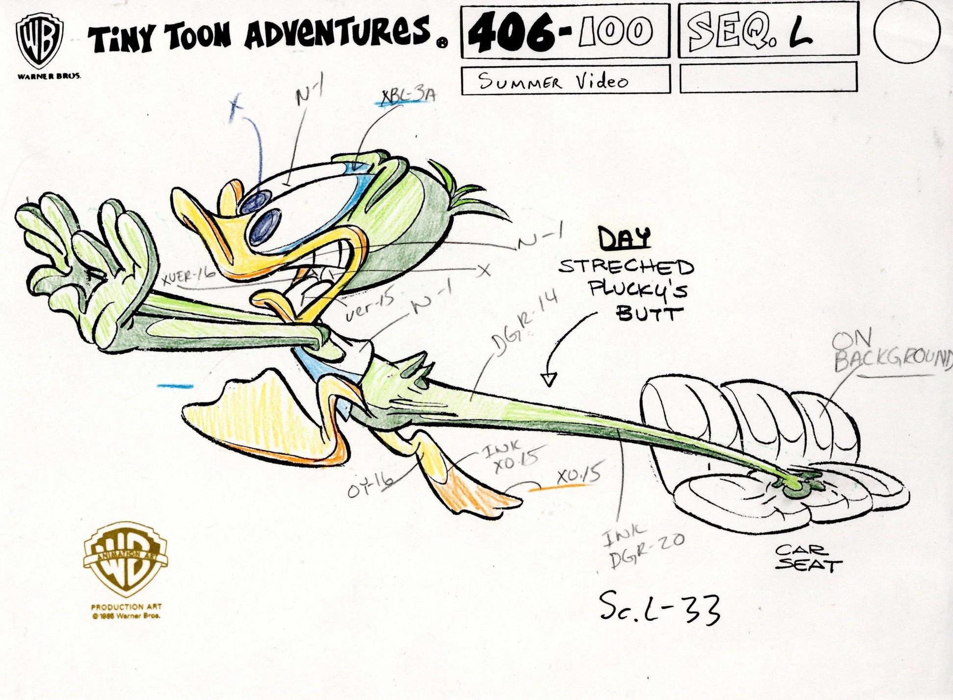 Tiny Toons Original Produktionsfarbenes Set mit Ausrufezeichen: Plucky Duck (Pop-Art), Art, von Warner Bros. Studio Artists