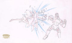 Teen Titans Original Production Drawing: Starfire and Cyborg