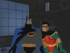 Vintage Batman The Animated Series Production Cel signed by Bruce Timm: Batman, Robin 