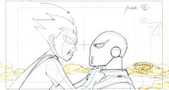 Teen Titans Original Production Layout Drawing: Robin and Slade