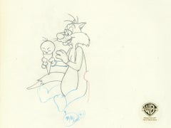 Vintage Looney Tunes Original Production Drawing: Sylvester and Tweety Bird