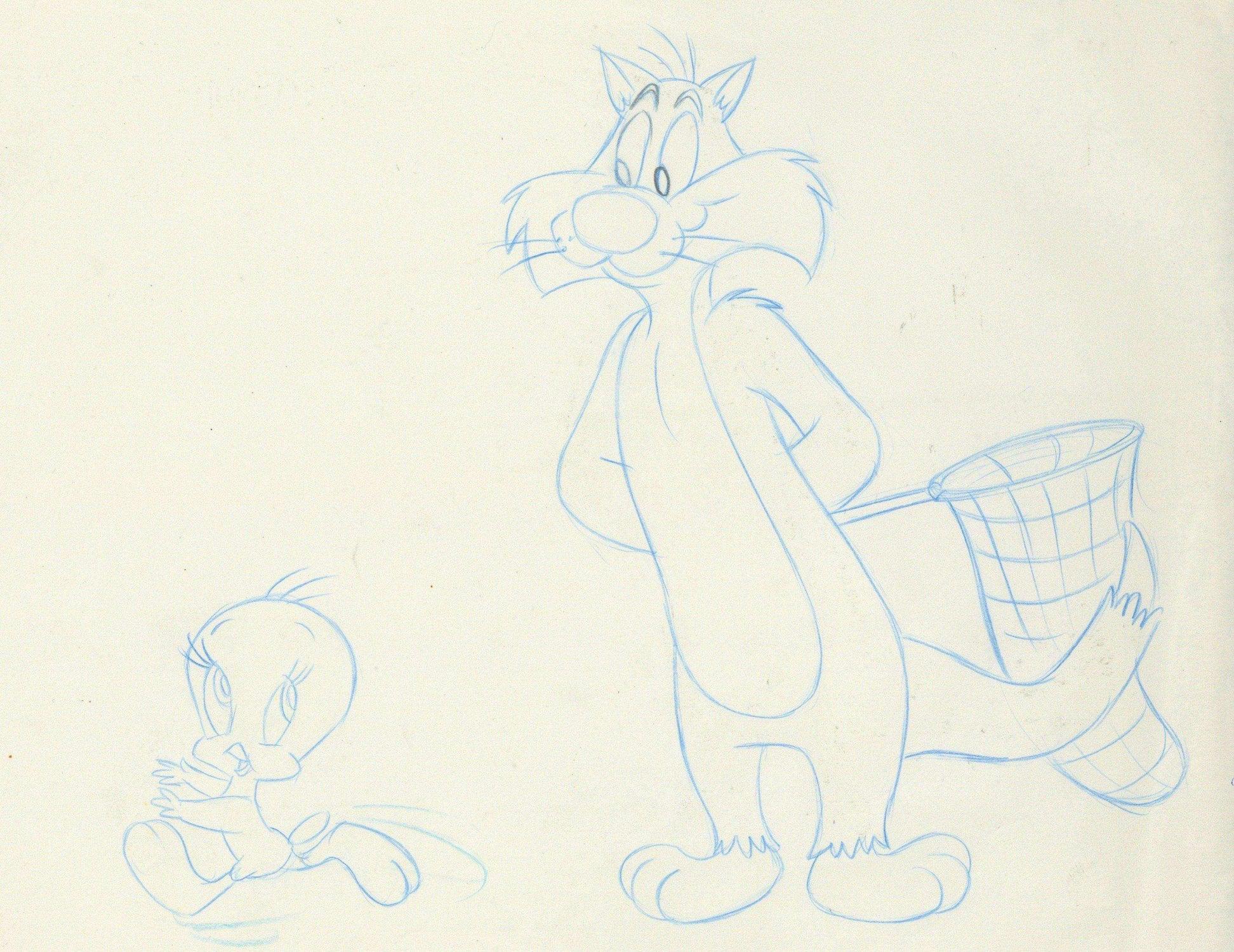 Looney Tunes Original Production Drawing: Tweety and Sylvester - Art by Warner Bros. Studio Artists