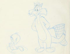 Looney Tunes Original Produktionszeichnung: Tweety und Sylvester
