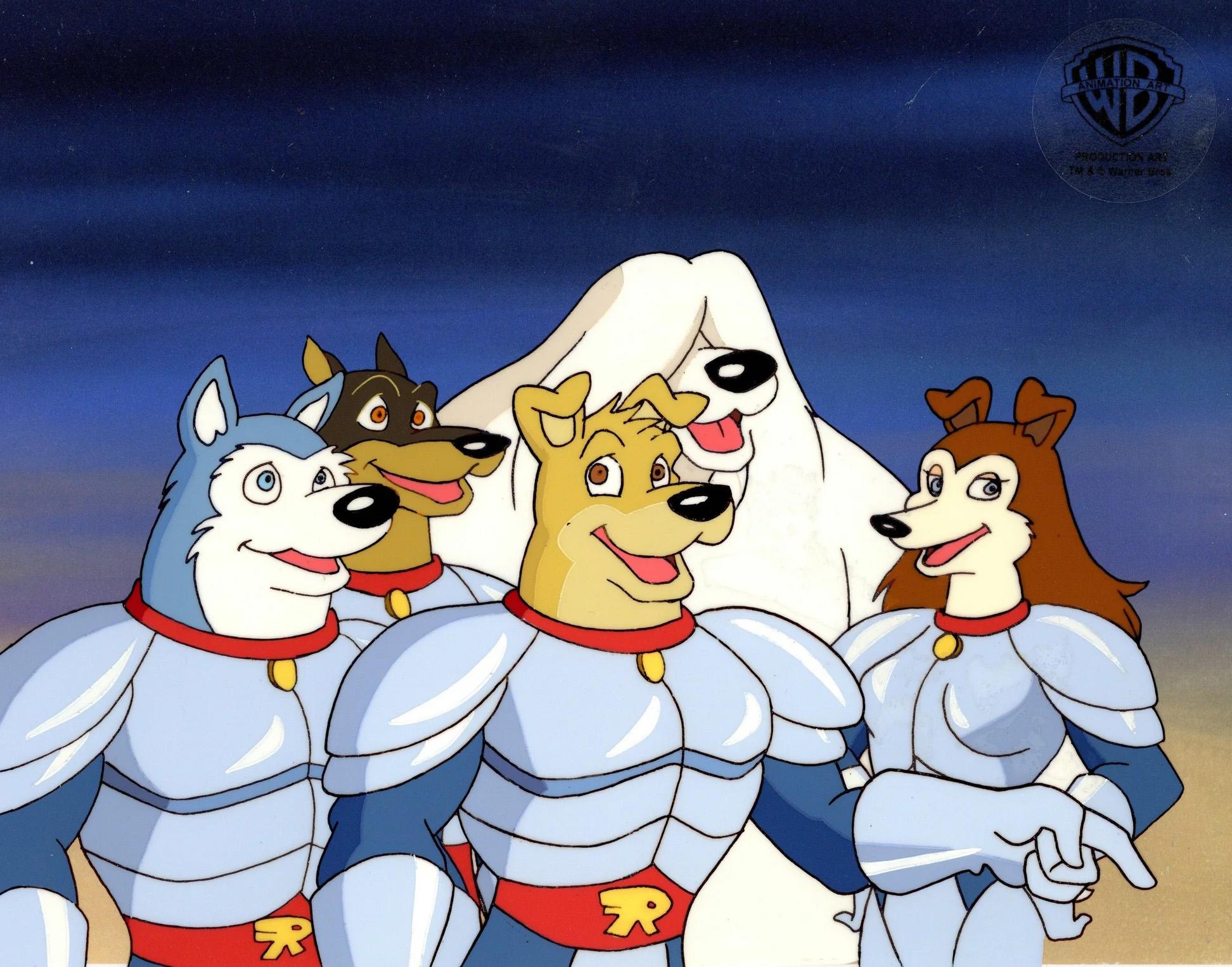 Road Rovers Original Production Cel: Hunter, Shag, Colleen, Blitz, and Exile - Art by Warner Bros. Studio Artists