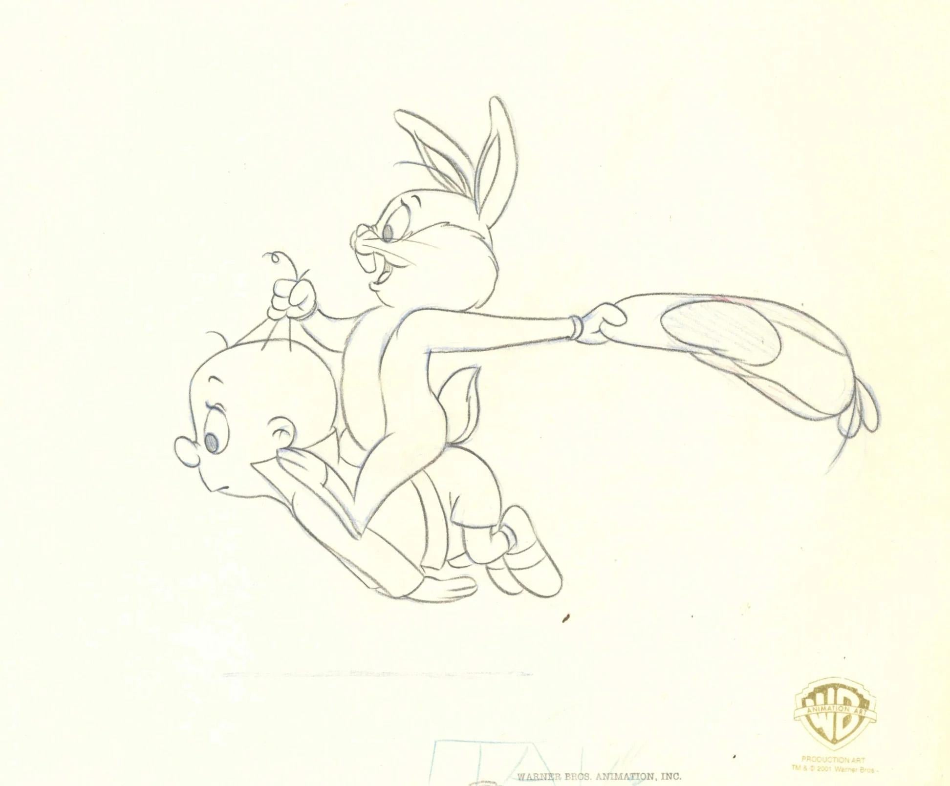 Looney Tunes Original Production Drawing: Baby Bugs Bunny and Baby Elmer - Art by Looney Tunes Studio Artists