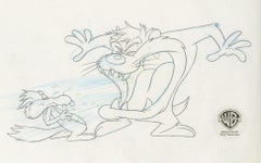Vintage Looney Tunes Original Production Drawing: Wile E. Coyote and Taz
