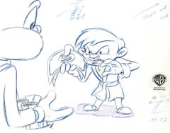 Tiny Toons Original Prod. Cel & Background w/ Matching Drawing: Buster, Montana
