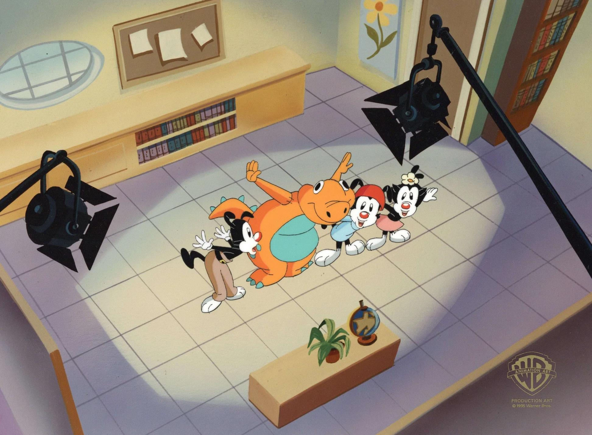 Animaniacs Producción Original Cel: Wakko, Yakko, Dot, Baloney - Art de Warner Bros. Studio Artists